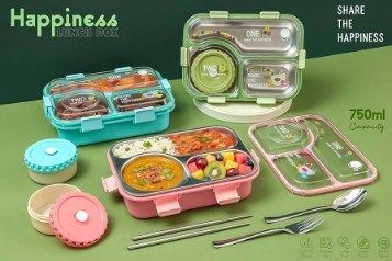 3 Compartment Leakproof Stainless Steel Lunch Box: