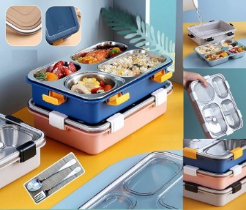 Stainless Steel Leakproof Thermal Insulation 4 Compartment Lunch Boxes